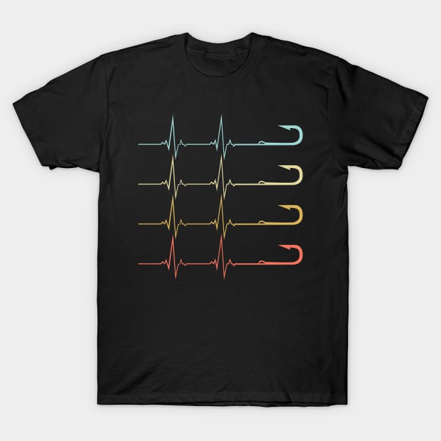 fishing hook heartbeat T-Shirt by TeeAMS